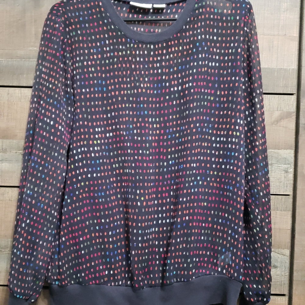 Sheer Blouse with Multicolored Dots
